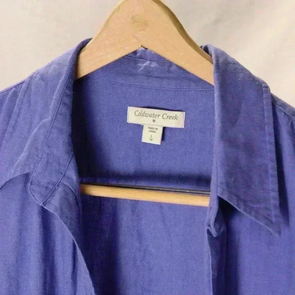 Coldwater Creek button down women's‎ size L blue relaxed blouse long sleeved - Picture 4 of 11